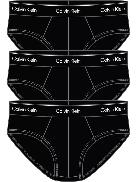 3 PACK MODERN COTTON HIP BRIEF 3962 - TRIPLE BLACK WB (TM6)