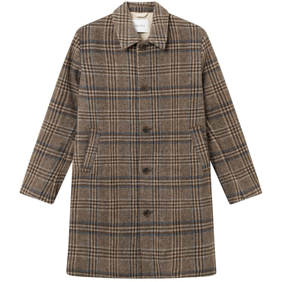 MCKAY CHECKED WOOL COAT DARK SAND / MOUNTAIN GREY