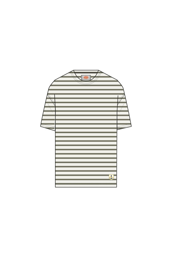 53842 STRIPE T-SHIRT PALE OLIVE / MILK (NEJ)