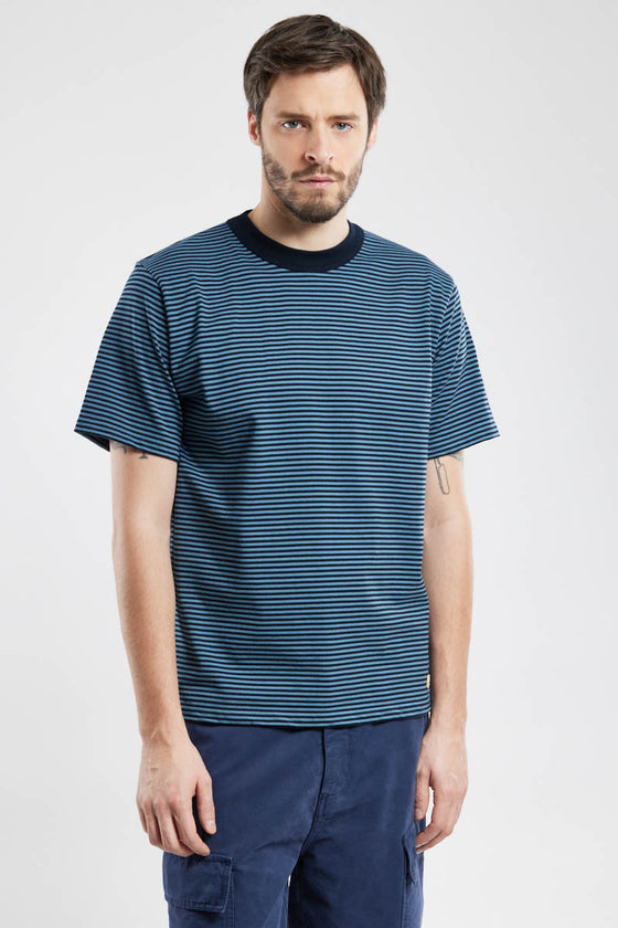 59643 STRIPE CREW T-SHIRT RICH NAVY / WINTERBLUE