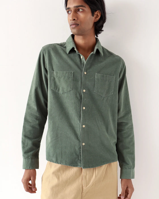 TWO POCKET CORDUROY SHIRT FOREST GREEN