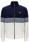 MERRICK STRIPE VELOUR TRACK TOP NAVY GARDENIA