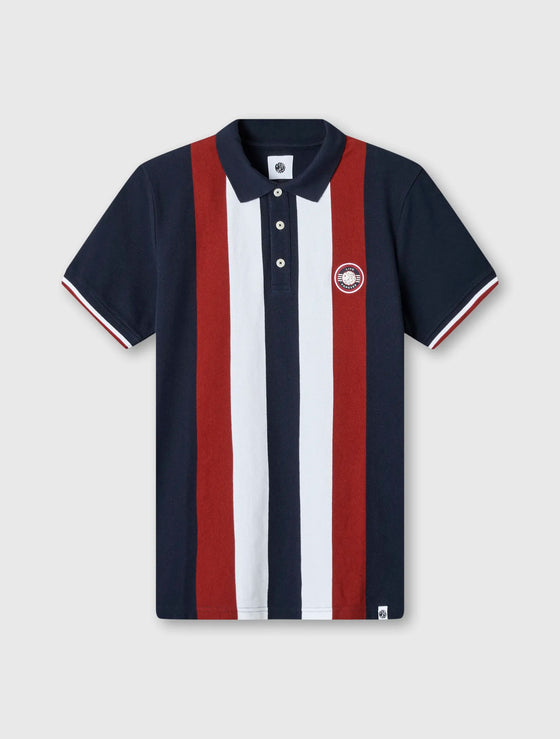 LIVE FOREVER ENGINEERED STRIPE POLO NAVY