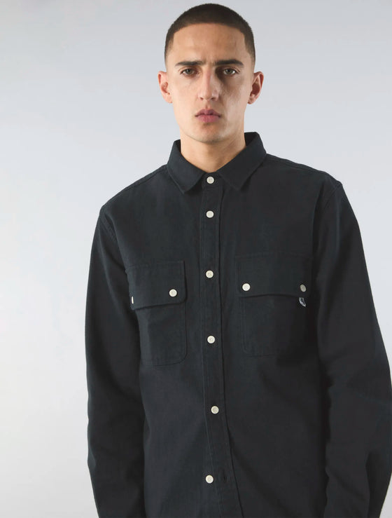 HEATHEN TEXTURE LS SHIRT BLACK T033