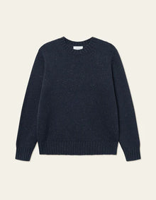  GARY WOOL FLECK CREW KNIT NAVY