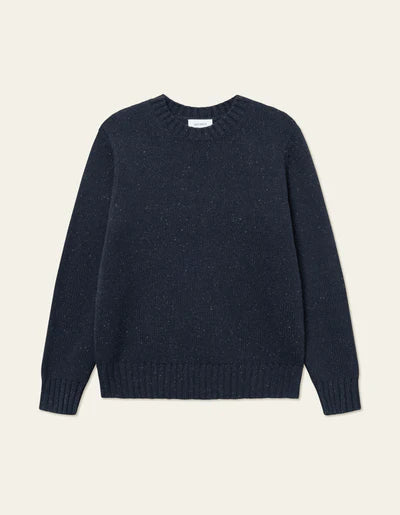 GARY WOOL FLECK CREW KNIT NAVY