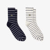 RA7869 2 PACK STRIPED COTTON SOCKS NAVY/FLOUR (HHW)