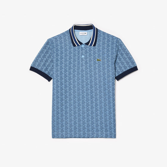 DH1417 CLASSIC FIT MONOGRAM JACQUARD POLO SHIRT BLUE (I8K)