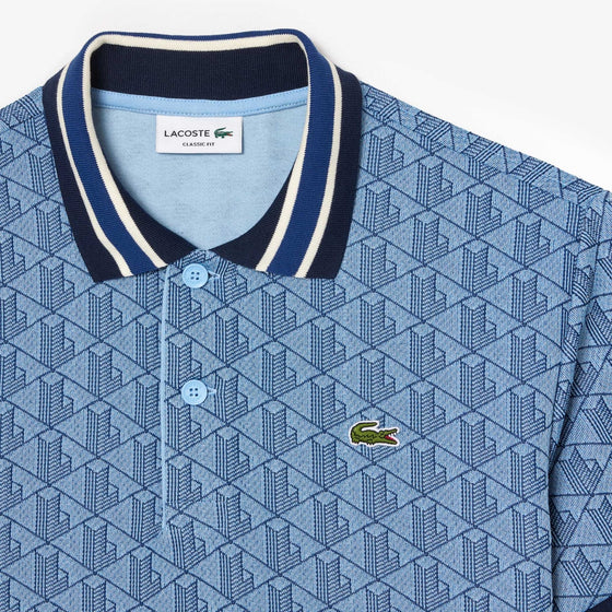 DH1417 CLASSIC FIT MONOGRAM JACQUARD POLO SHIRT BLUE (I8K)