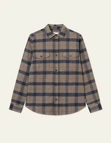  LENNON FLANNEL CHECK OVERSHIRT TAUPE / NAVY