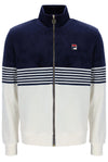 MERRICK STRIPE VELOUR TRACK TOP NAVY GARDENIA