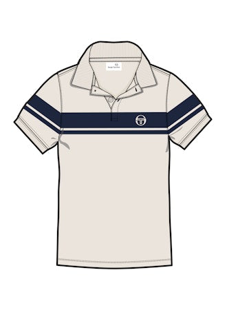 YOUNG LINE STRIPE POLO GARDENIA / MARITIME 130