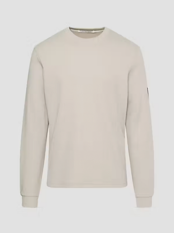 BADGE SLEEVE WAFFLE CREW NECK LS T-SHIRT PLAZA TAUPE (PED)