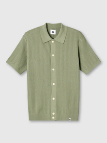  BARKER S/S KNITTED DETAIL SHIRT GREEN