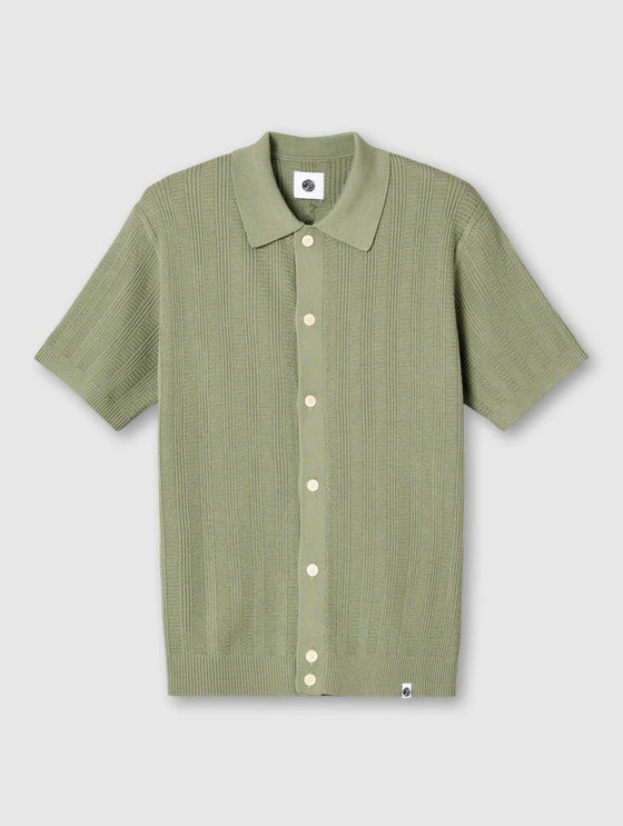 BARKER S/S KNITTED DETAIL SHIRT GREEN