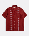 STACHIO SS SHIRT SOL STRIPE DEEP RED LINEN