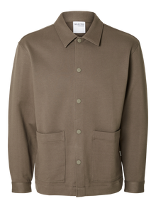  HANK RELAX BUTTON THROUGH TWILL OVERSHIRT MOREL