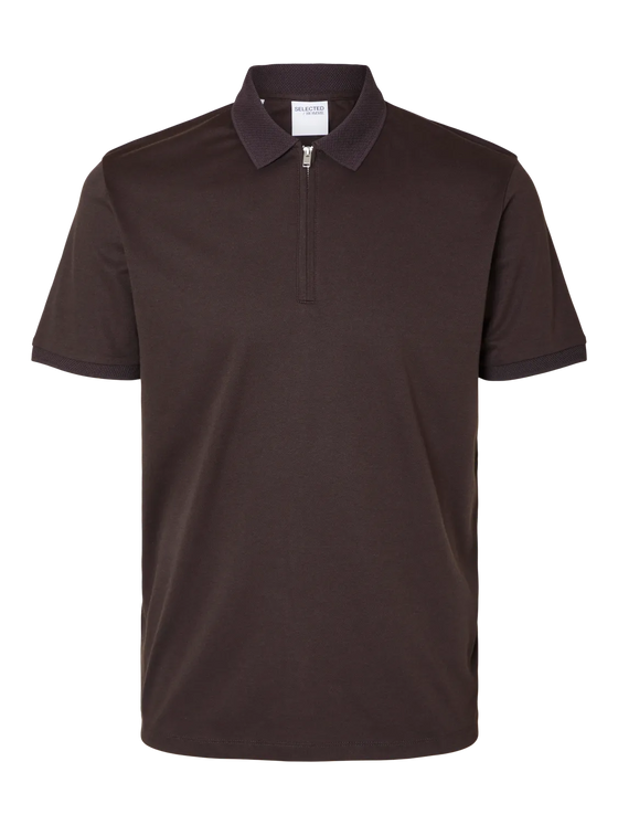 FAVE ZIP COLLAR S/S POLO CHOCOLATE TORTE