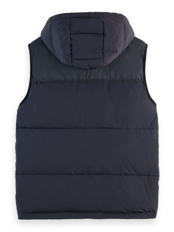 QUILTED HOODED BODY WARMER BLACK