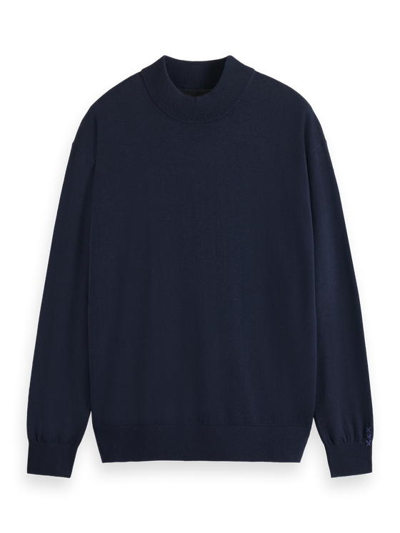 DROPPED SHOULDER MOCK NECK NAVY