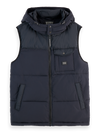 QUILTED HOODED BODY WARMER BLACK